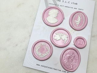 Two Toned Wax Seals in Pink & White on Subscription Card