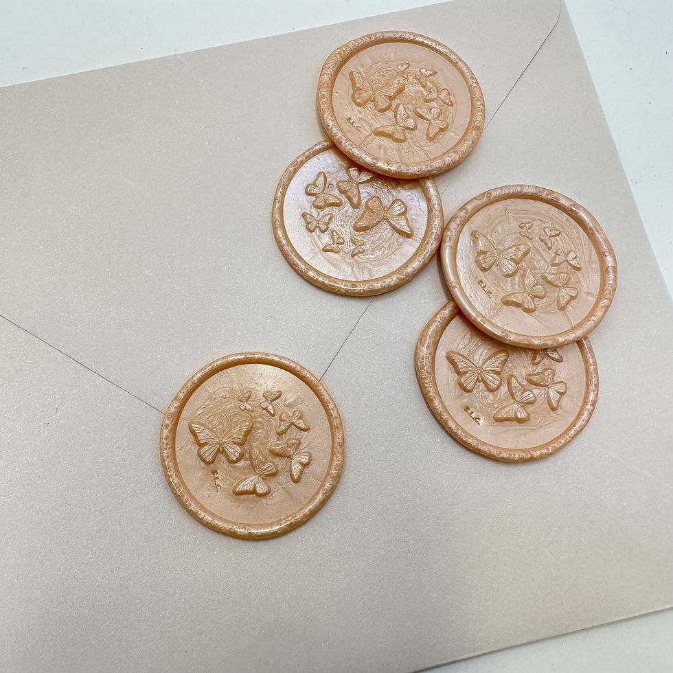 Thumbnail: Butterflies in a Circle Wax Seal on Back of Envelope in Moscato