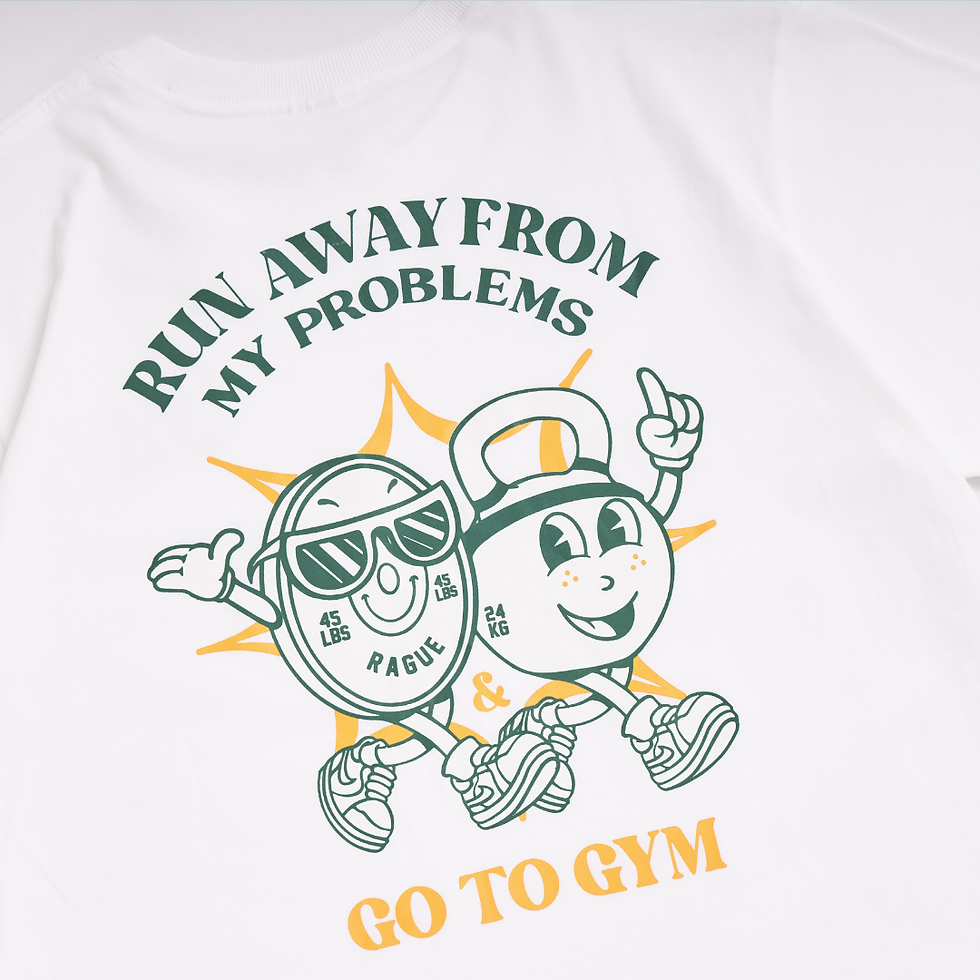 Thumbnail: Oversized Tee - Run Away from Problems and Go to Gym [White]