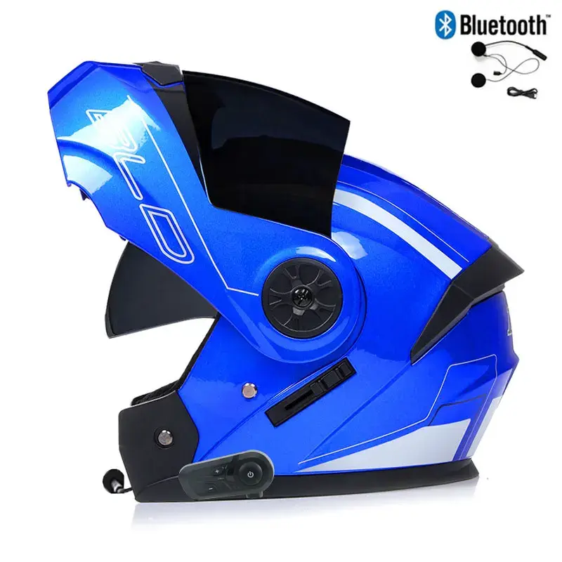 Thumbnail: Flip up/Modular Motorcycle Full Face Helmet W/ Bluetooth Headset Intercom