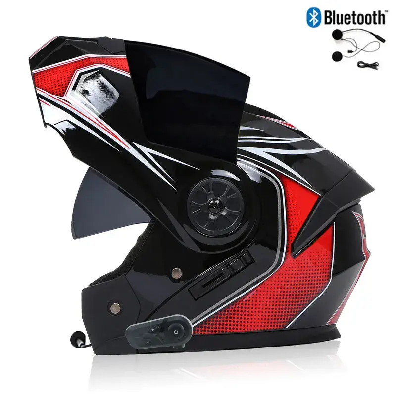 Thumbnail: Flip up/Modular Motorcycle Full Face Helmet W/ Bluetooth Headset Intercom