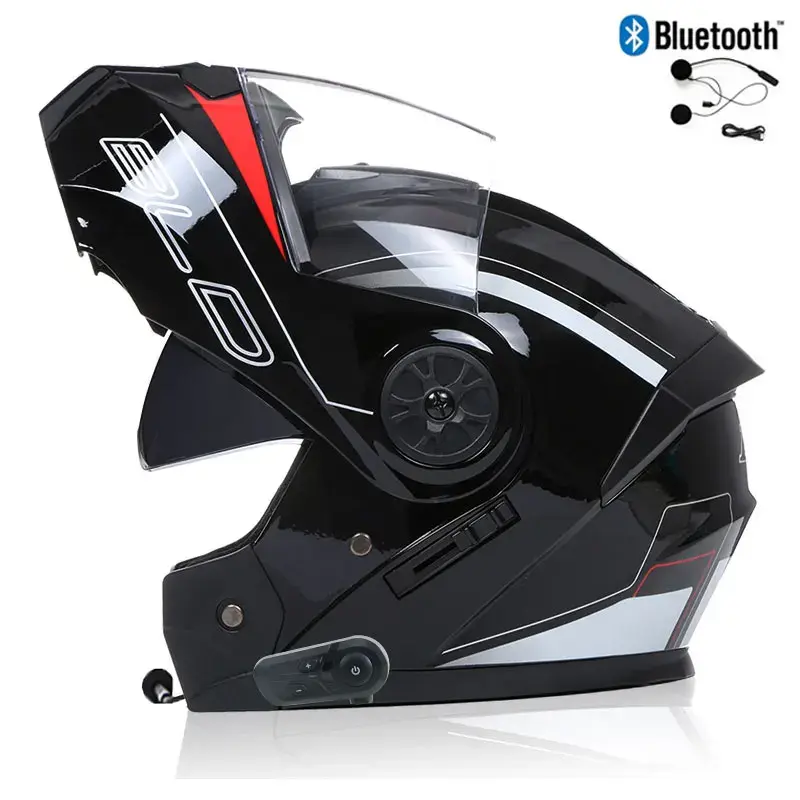 Thumbnail: Flip up/Modular Motorcycle Full Face Helmet W/ Bluetooth Headset Intercom