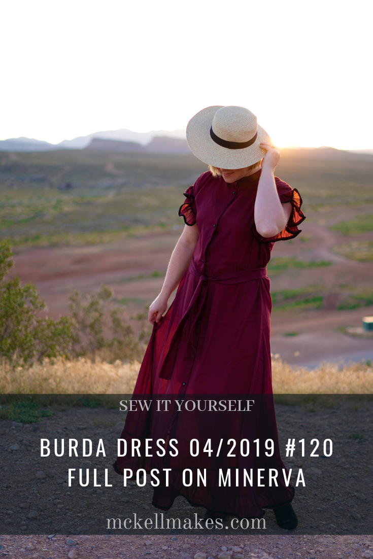 Burda Plumetis Dress 04/2019 #120 - Burgundy Silk Voile Dress
