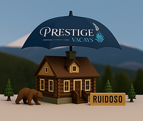 AI image of cabin protected by umbrella