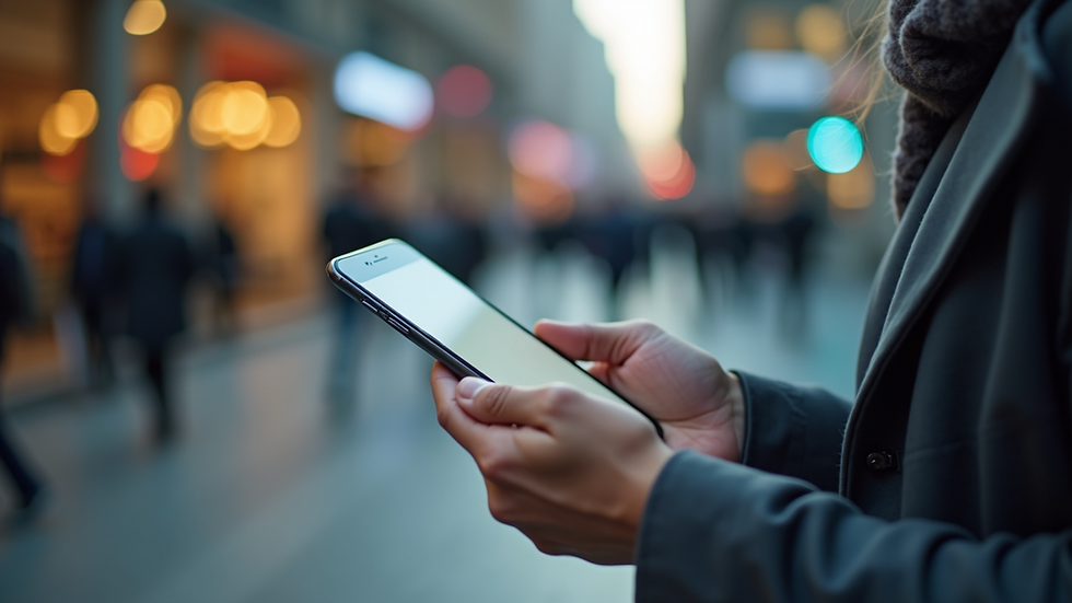 Eye-level view of a user browsing an e-commerce app on a smartphone