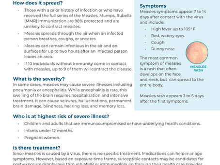 Important Health Notice: Measles Information for Child Care Providers