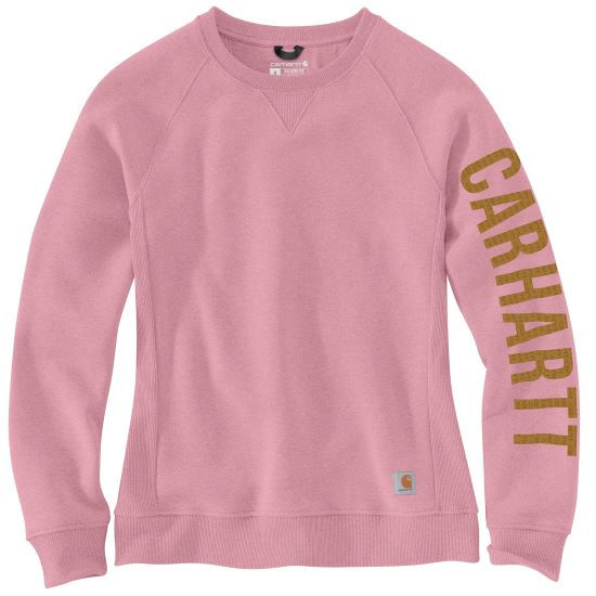 Thumbnail: Carhartt Women's Relaxed Fit Crewneck Block Logo Sleeve Graphic Sweatshirt