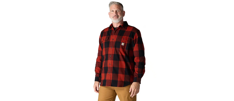 Thumbnail: Carhartt Men's Loose Fit Heavyweight Flannel Long-Sleeve Plaid Shirt