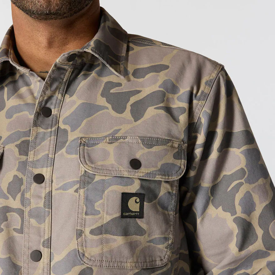Thumbnail: Carhartt Men's Rugged Flex® Relaxed Fit Canvas Fleece-Lined Shirt Jac