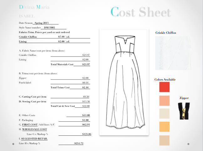 Cost Sheet
