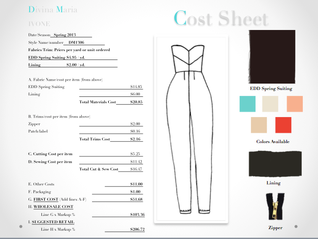 Cost Sheet