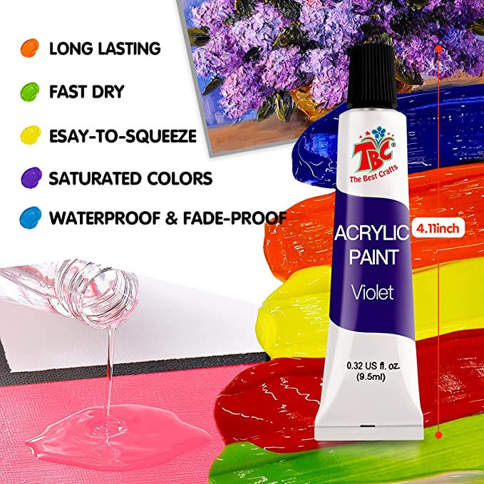 Thumbnail: TBC The Best Crafts 24 x 12ml Acrylic Paints for Artists 2 Metallic Colors