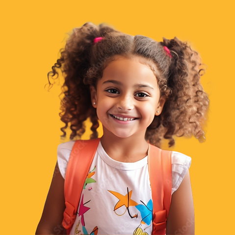 Smiling preschool-aged girl wearing a backpack