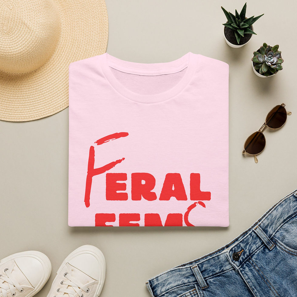 Thumbnail: Feral Femme T-Shirt — Bold Red Feminist Graphic Tee