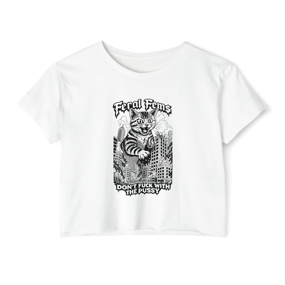 Thumbnail: Crop Top — Feral Fems 'Don't F*** With The Pussy' Cat Graphic