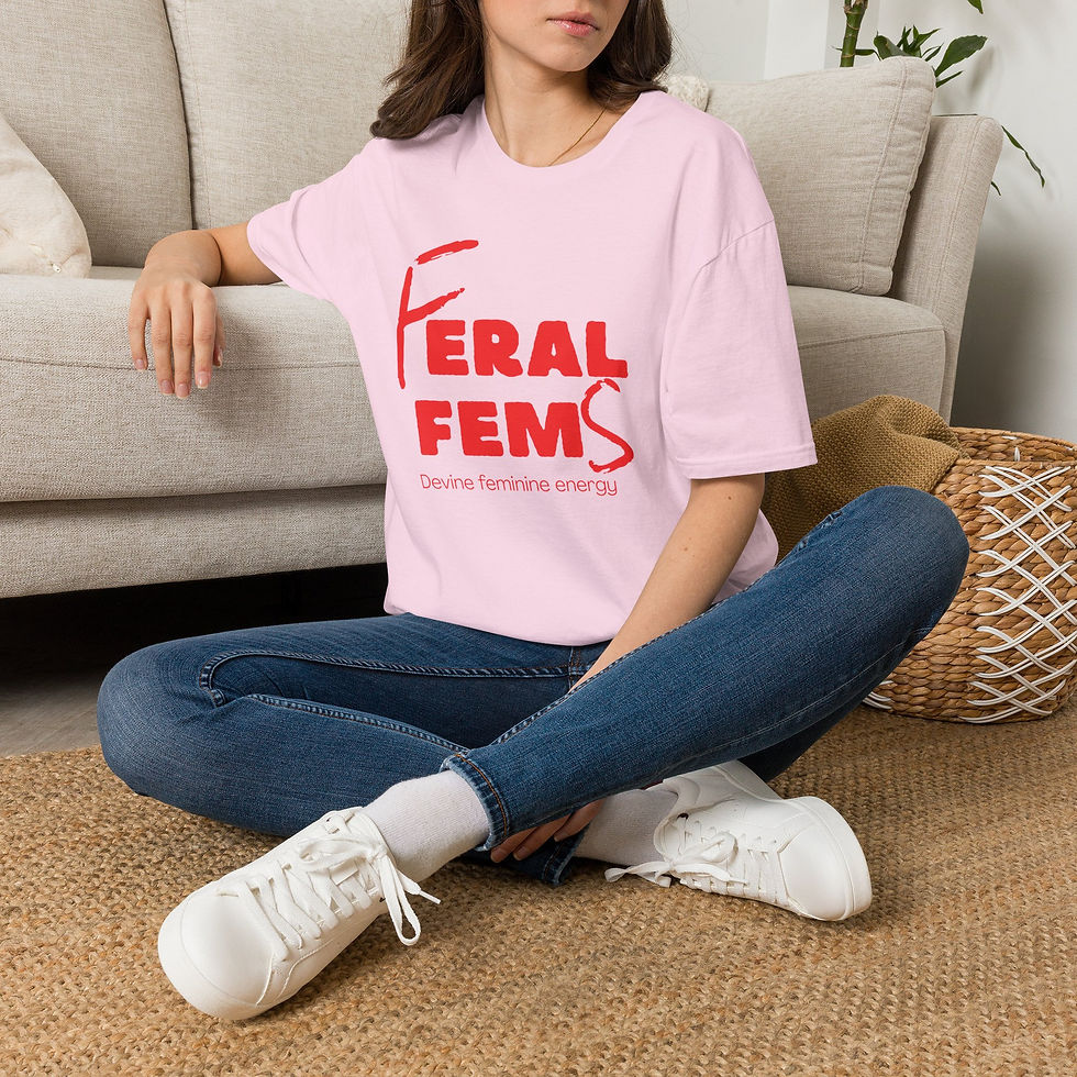 Thumbnail: Feral Femme T-Shirt — Bold Red Feminist Graphic Tee