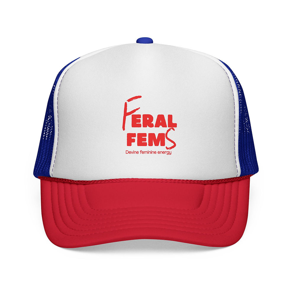 Thumbnail: Trucker Cap — Feral Fems Red Logo (Bold Feminine Pride Hat)