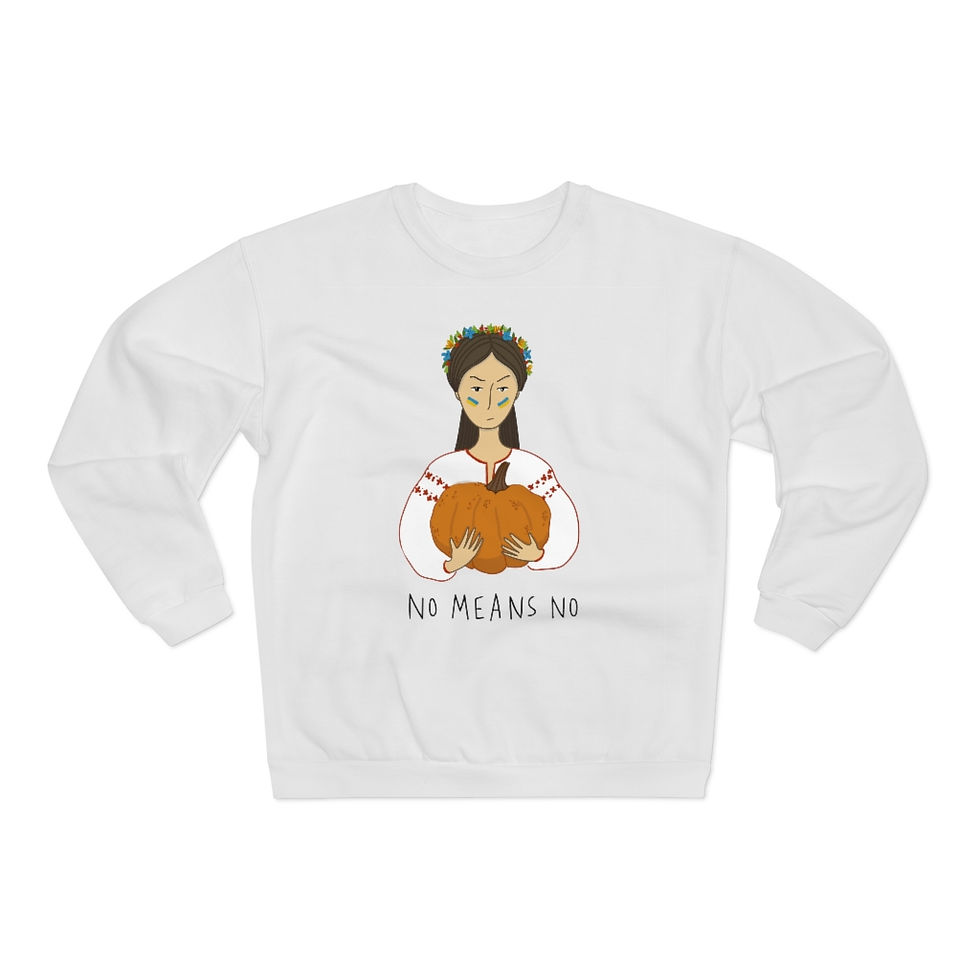 Thumbnail: "No Means No" Unisex Crew Neck Sweatshirt in XS-3XL. White.