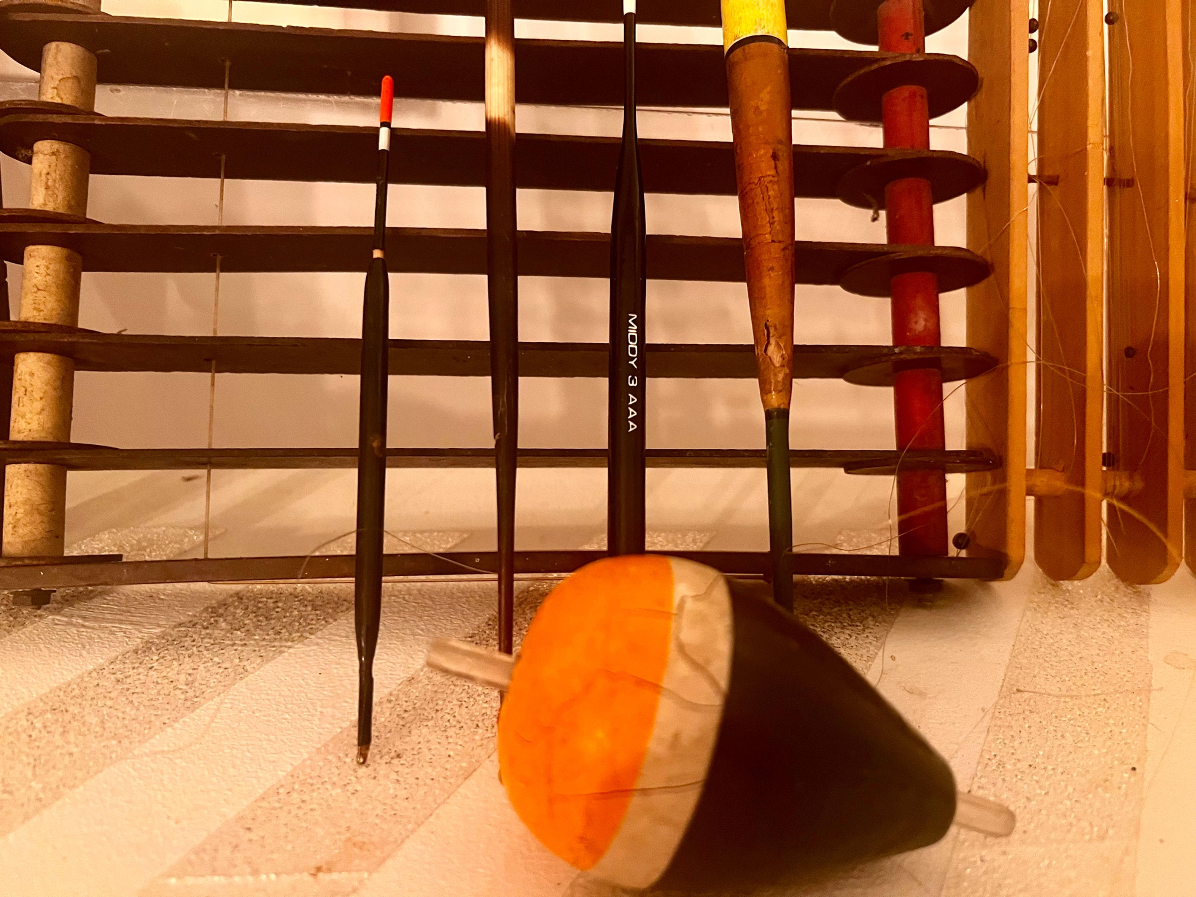 Collection of Vintage Wooden Fishing Line Winders & Floats