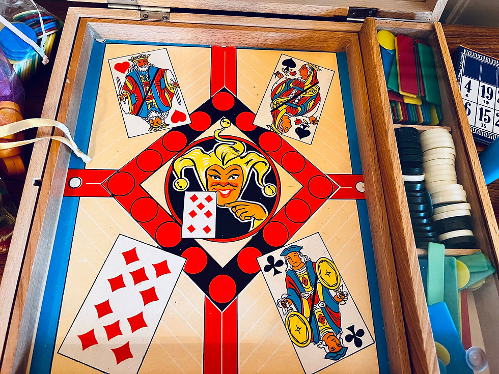 Thumbnail: Vintage French Jeu de l'Oie Compendium Game — Complete