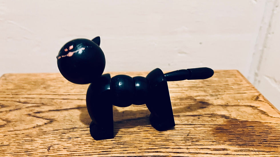 Thumbnail: Vintage Articulated Wooden Cat