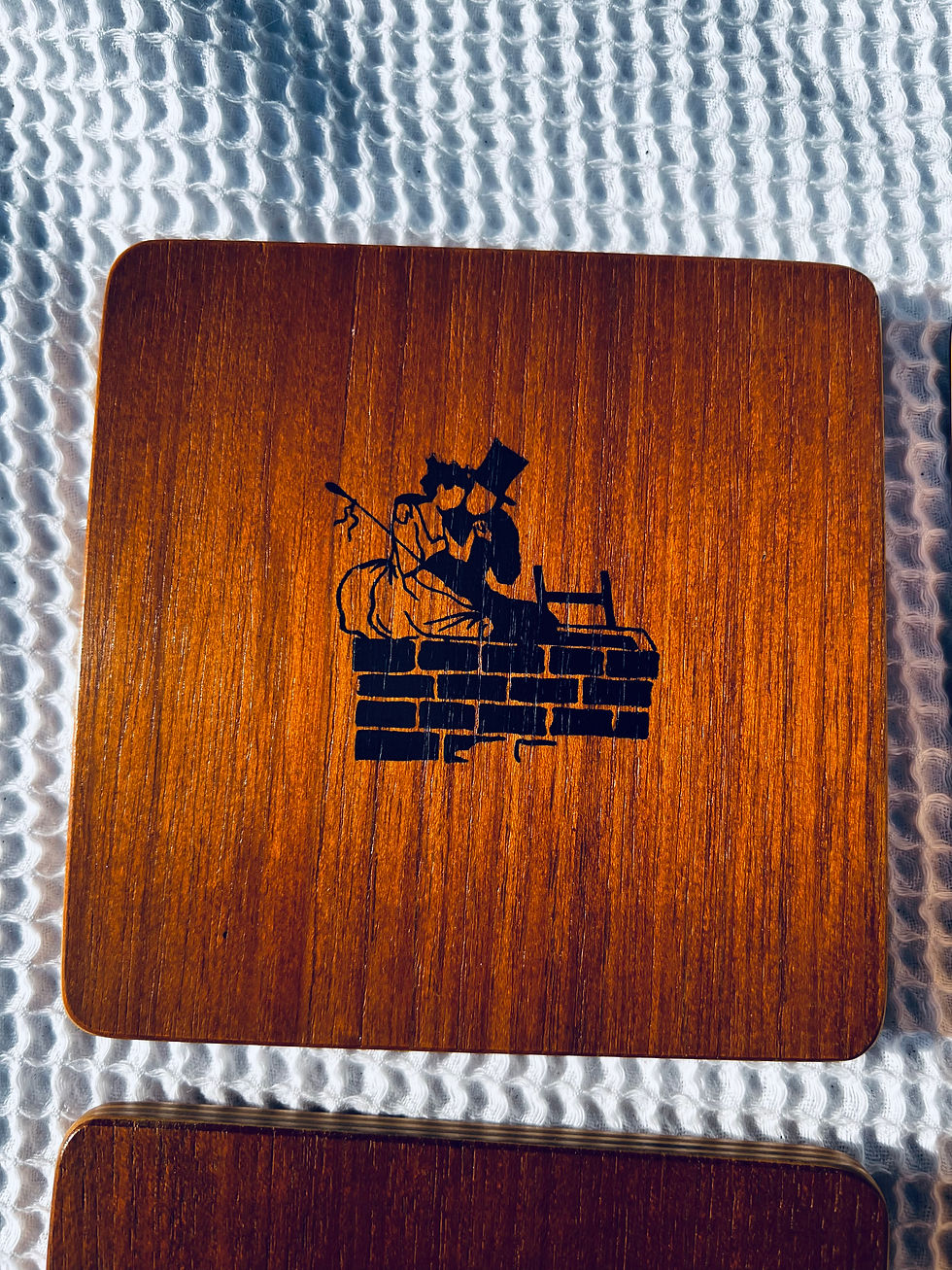 Thumbnail: Mid Century wooden coaster set