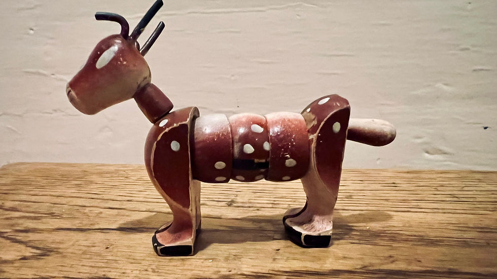 Thumbnail: Vintage 1940's Articulated Wooden Reindeer