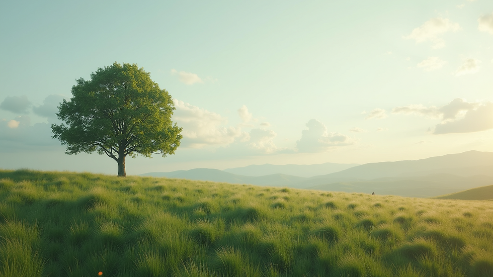 High angle view of a tranquil landscape with a lone tree