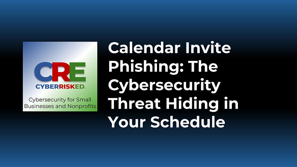 Standard CRE blog banner with the title "Calendar Invite Phishing: The Cybersecurity Threat Hiding in Your Schedule"
