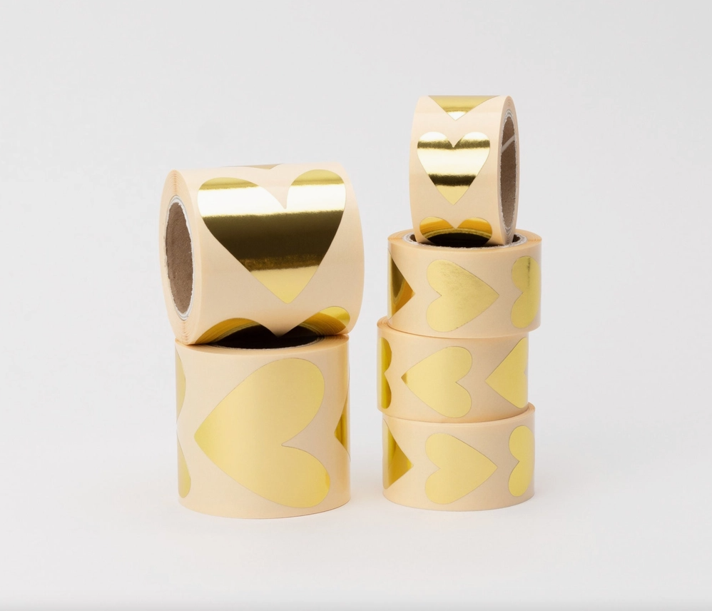 Aufkleber Herz 27mm, gold glänzend, 10 Stück