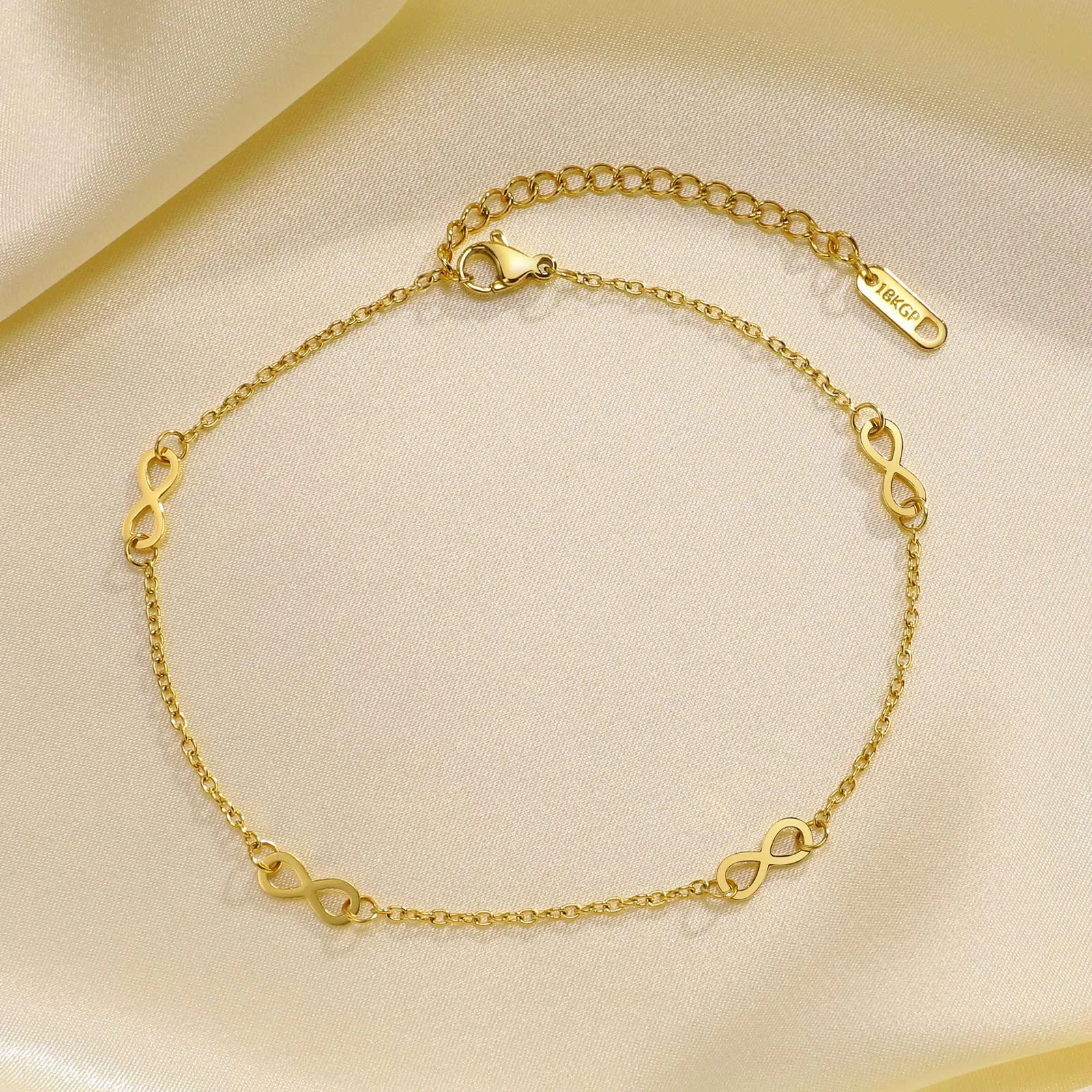 infinity symbol gold plated anklet