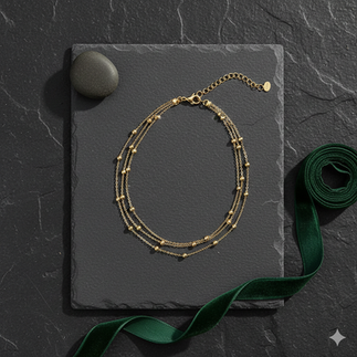 3 layer beads anklet on a flat try