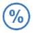 Blue percentage symbol icon in a circle