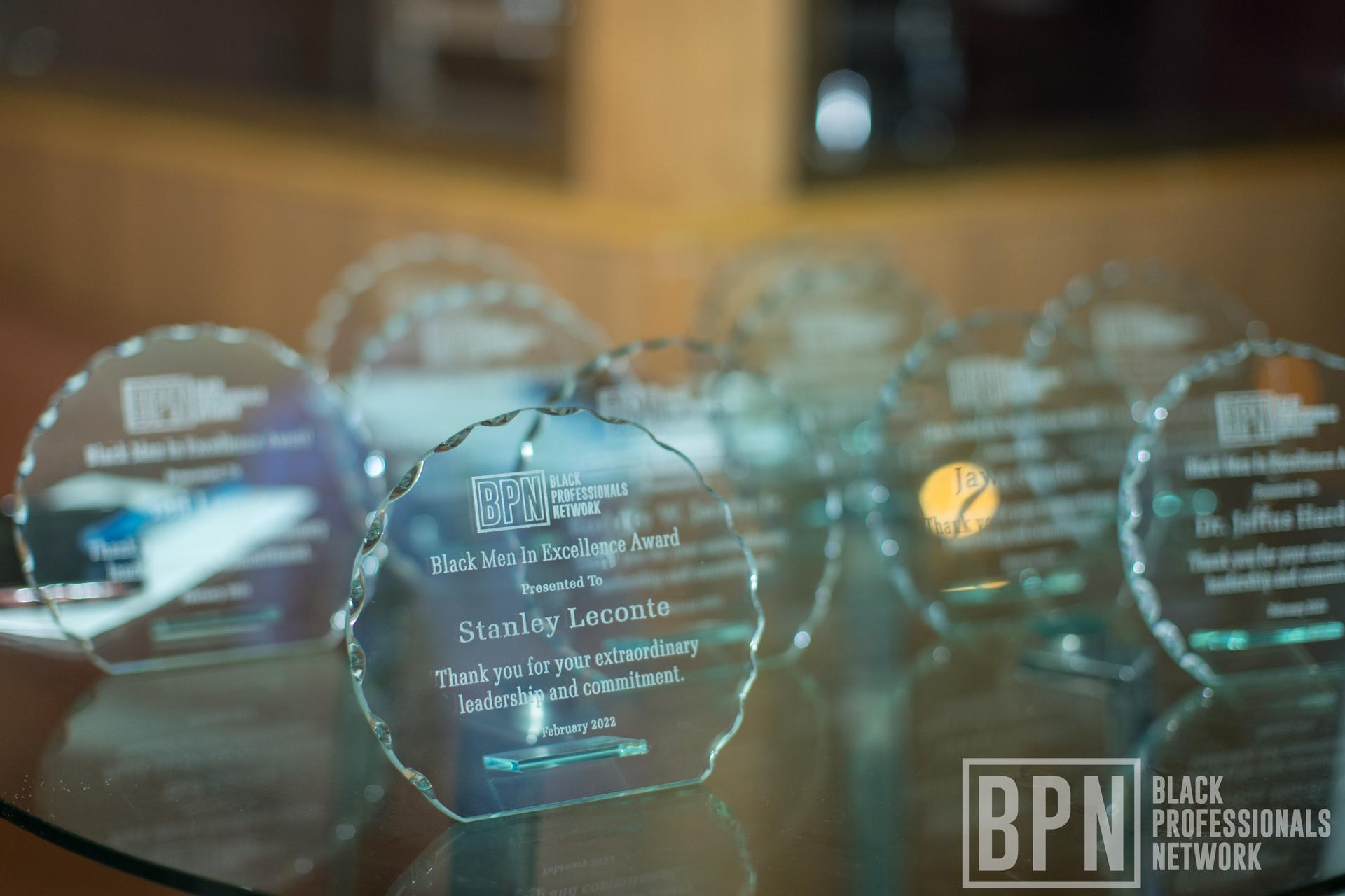 Crystal awards from the Black Professionals Network.