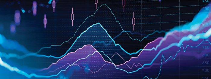 Abstract financial stock market chart with trending lines