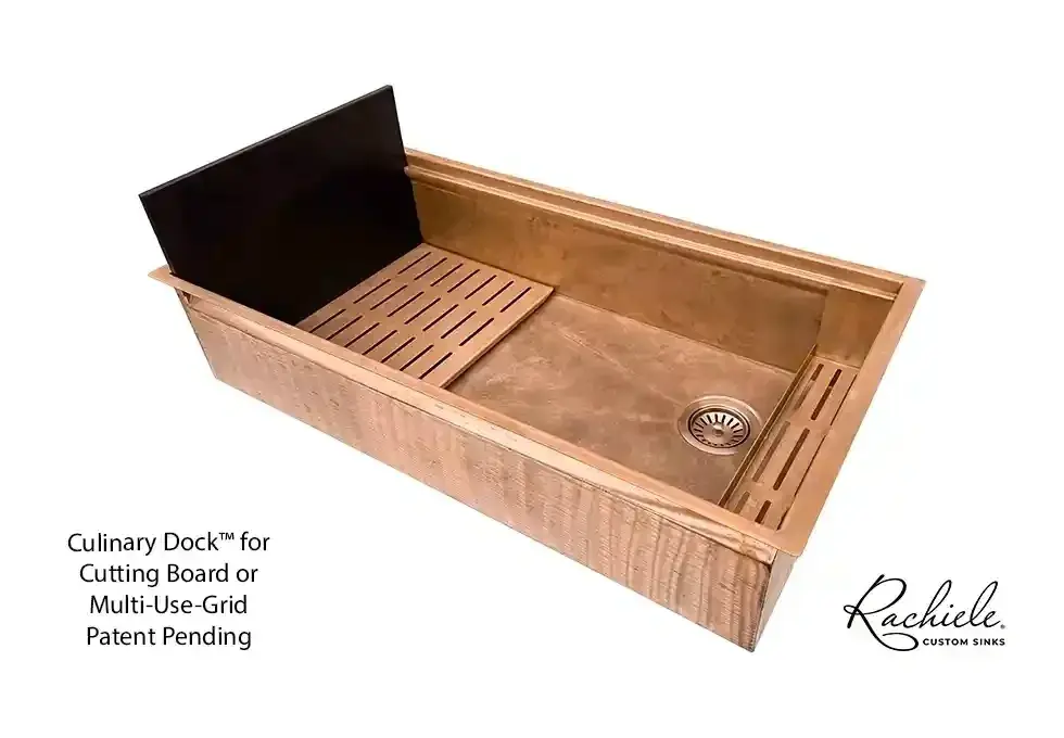 Wooden kitchen sink with a cutting board and grid, Add a Bowl Element V-pvkgs Rachiele