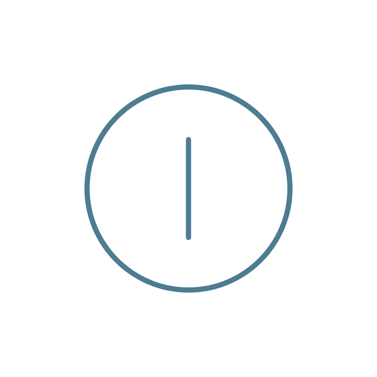 The letter I inside a thin blue circle on a black background