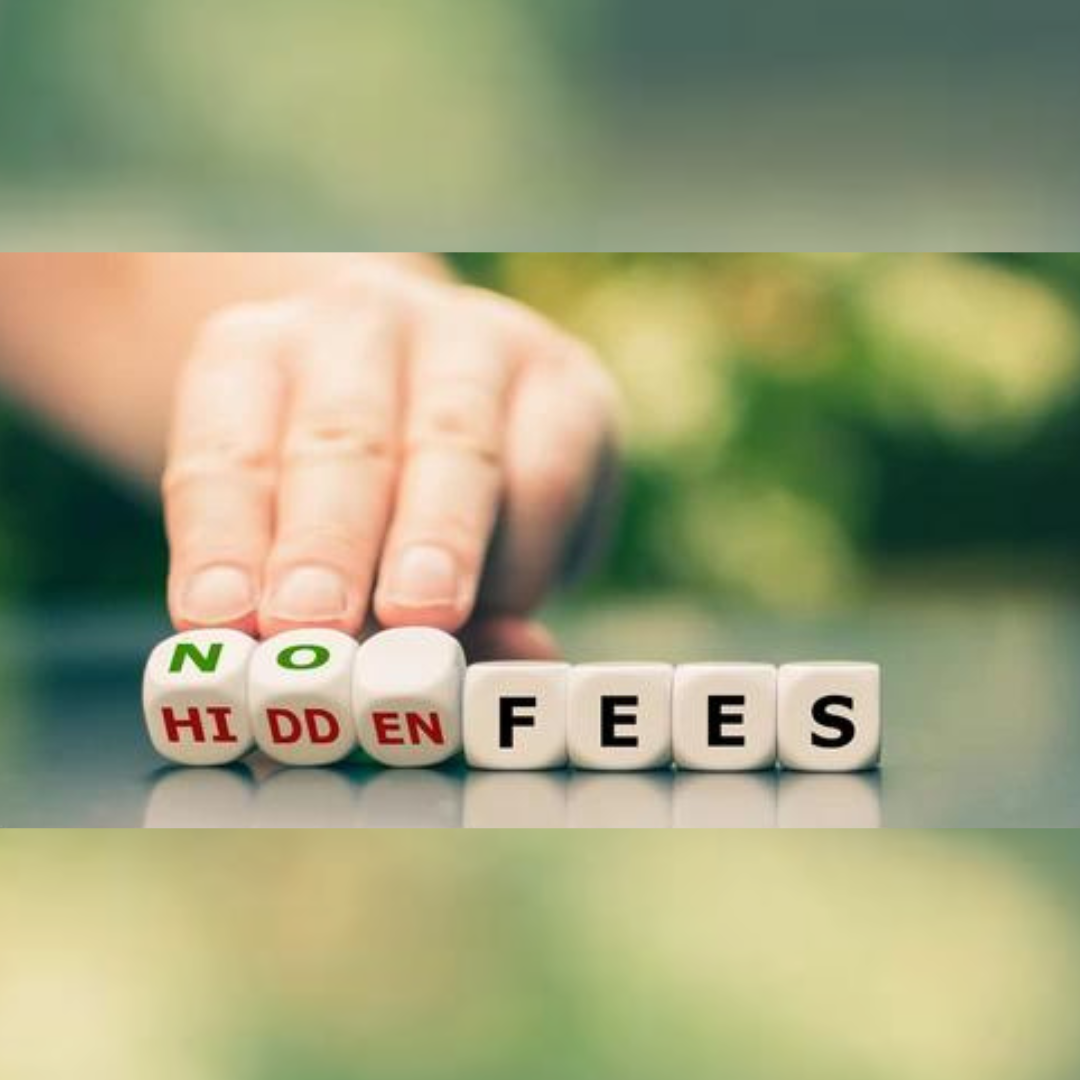 Hand flipping blocks to reveal the text No Hidden Fees.