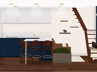 Perspective 3D réalisé sur tablette d'un séjour dans un studio étudiant