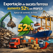 Exportação de sucata ferrosa aumenta 52% em março, apesar do aumento do frete.