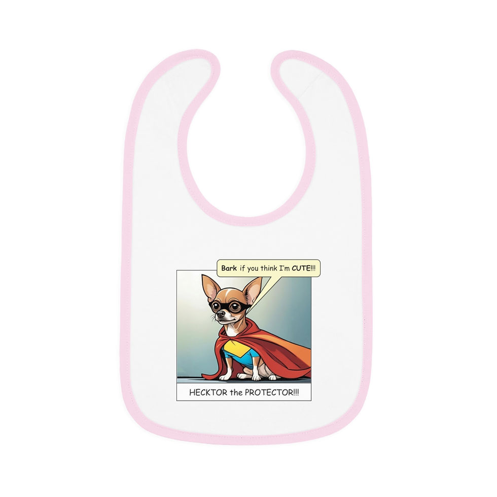 Thumbnail: Bark if You Think I'm Cute Baby Contrast Trim Jersey Bib