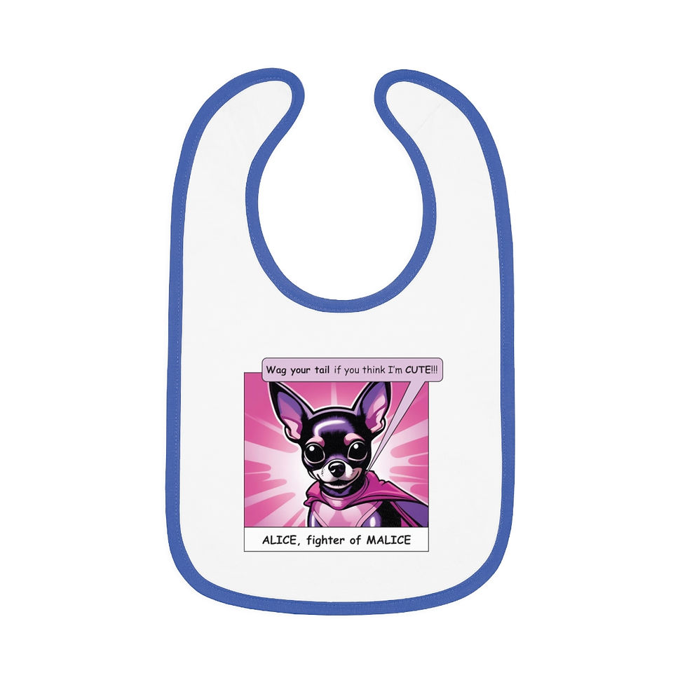 Thumbnail: Wag Your Tail if You Think I'm Cute Baby Contrast Trim Jersey Bib