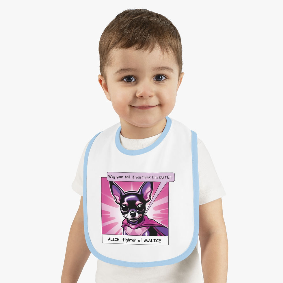 Thumbnail: Wag Your Tail if You Think I'm Cute Baby Contrast Trim Jersey Bib