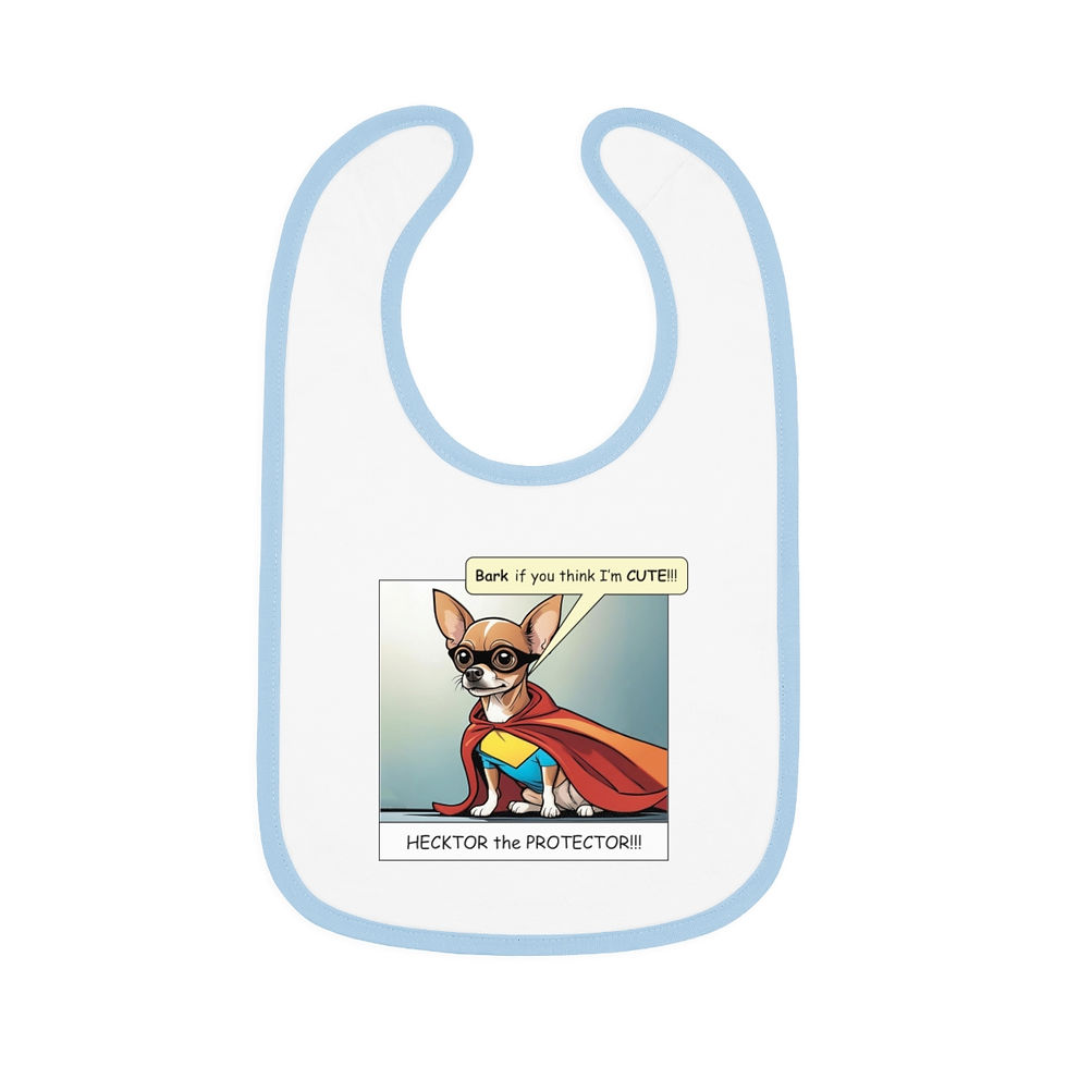 Thumbnail: Bark if You Think I'm Cute Baby Contrast Trim Jersey Bib