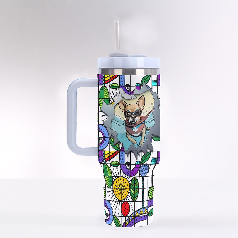 Thumbnail: What's In My Water? 40 oz Tumbler With Handle - Multicolored Sunny