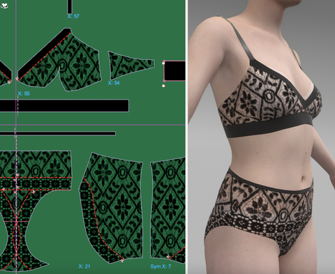 Lace Panty and Soft Bra patterns created in Browzwear V-Stitcher