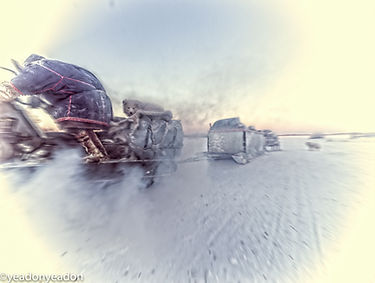 Frozen OB Highway - Snowmobile scatter.
