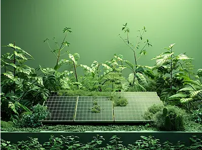 Solar panels integrated with green foliage