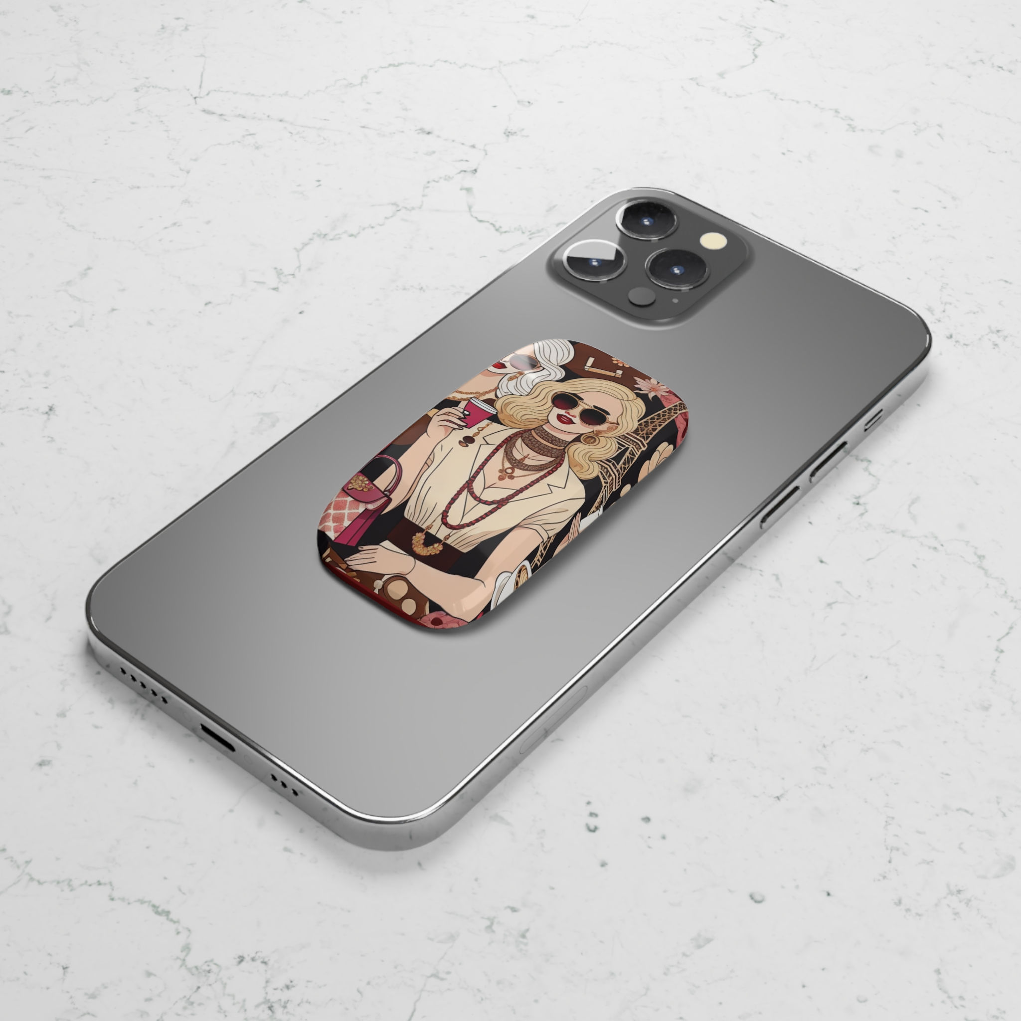 Fashionista Cell Phone Grip Flat on Cell Phone