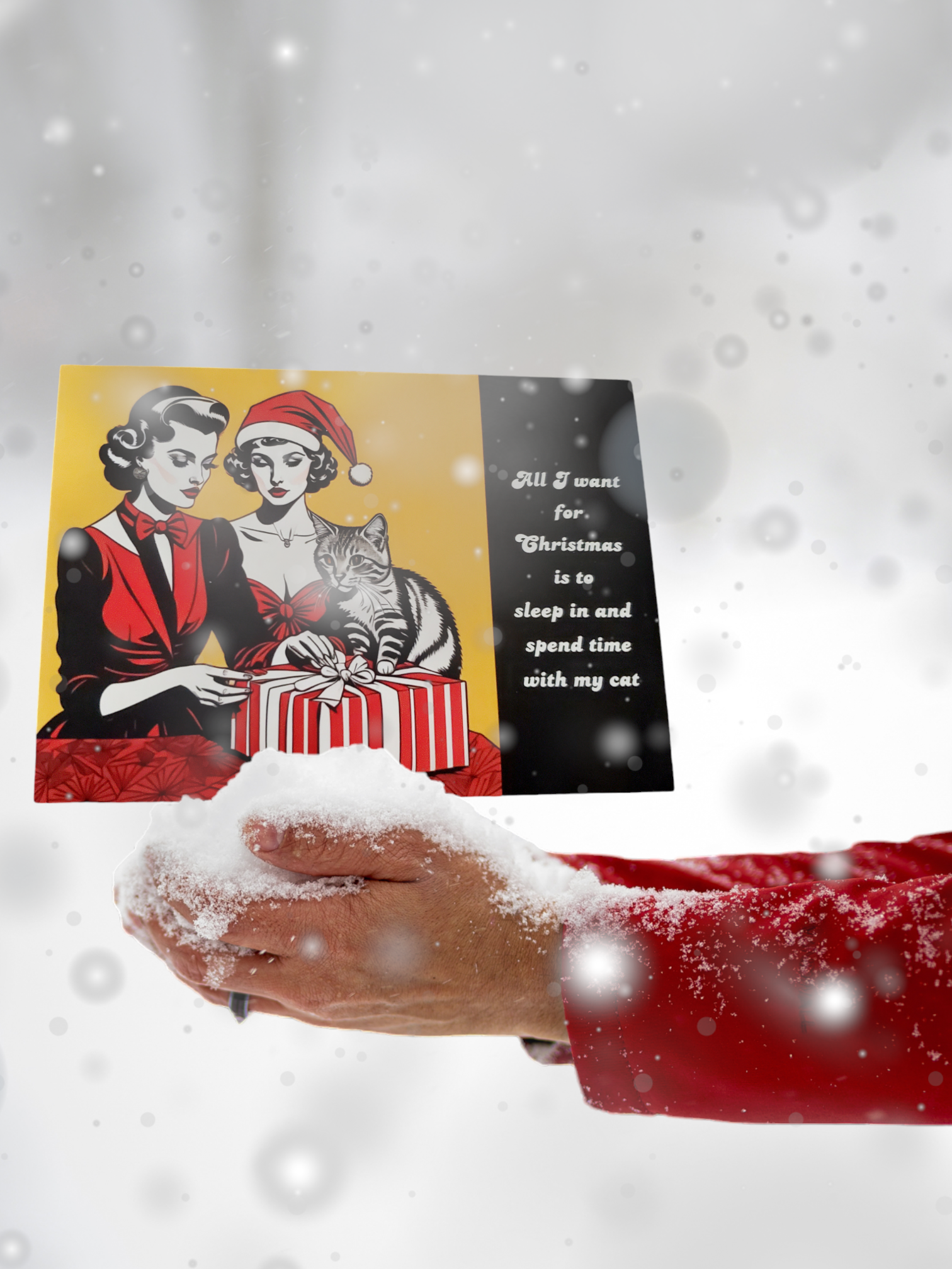 Funny Cat Ladies Christmas Postcard